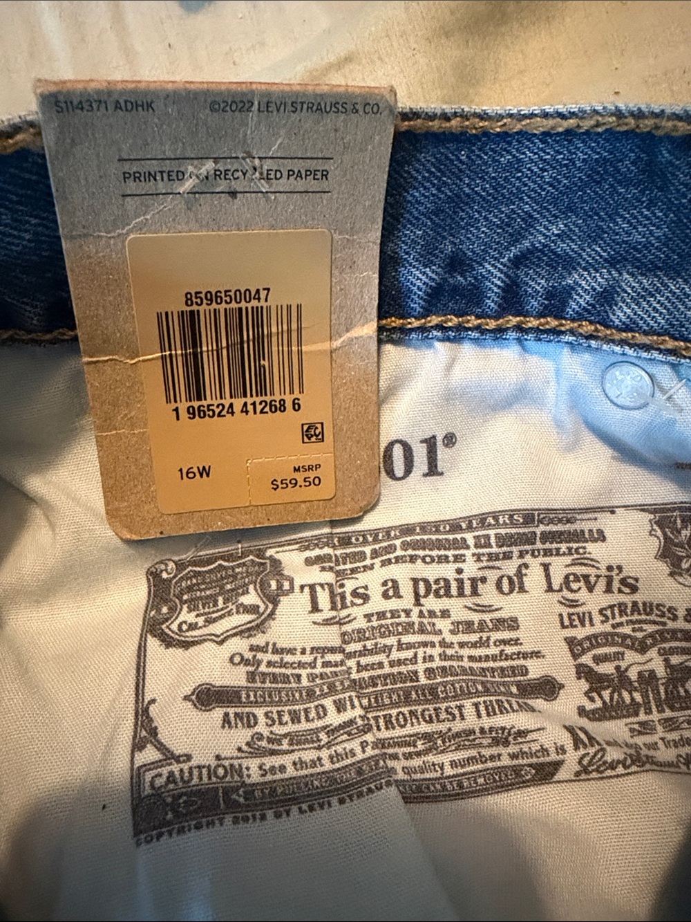 Levi's 501 Distressed High-Rise Light Blue Denim Shorts - Picture 4 of 4
